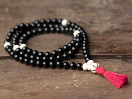 Black Onyx and Bone Full Mala