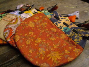 Silk Sari Drawstring Mala Bag