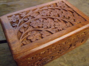 Carved Rosewood Mala Box